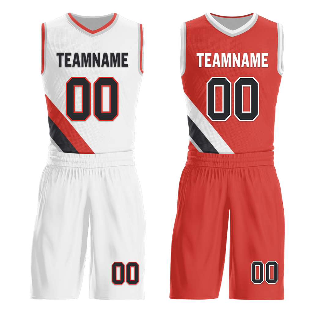 Custom White Red Classic Style Reversible Basketball Uniform Personalized Ordinary BBJR-D017037