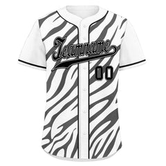 Custom White Black Zebra Pattern Personalized Authentic Baseball Jersey BSBJ01-D020201-2