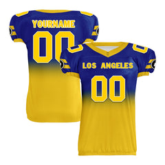 Custom Blue Yellow Fade Fashion Los Angeles High-Performance American Football Jersey FBJ06-D020252-15