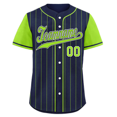 Custom Blue Green Stripe Fashion Personalized Authentic Baseball Jersey BSBJ01-D017231