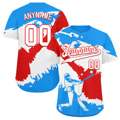 Custom Blue White Fiery Red Puerto Rico Flag Personalized Authentic Baseball Jersey BSBJ01-E06022-4