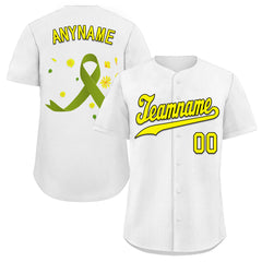 Custom White World Cancer Day Personalized Authentic Baseball Jersey BSBJ01-E06020-5