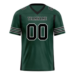 Custom Dark Geen Black Striped Sleeves Personalized Authentic Football Jersey FBJ02-D06065