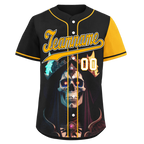 Custom Black Yellow Skull Fashion Personalized Authentic Baseball Jersey BSBJ01-D017155