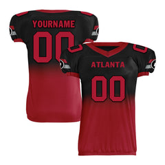 Custom Black Red Fade Fashion Atlanta High-Performance American Football Jersey FBJ06-D020252-3