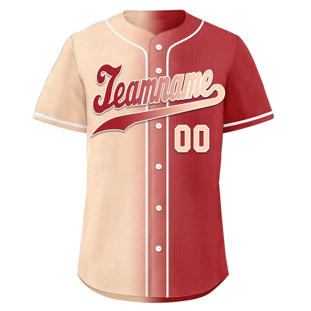 Custom Beige Red Gradient Fashion Personalized Authentic Baseball Jersey BSBJ01-D0a708f