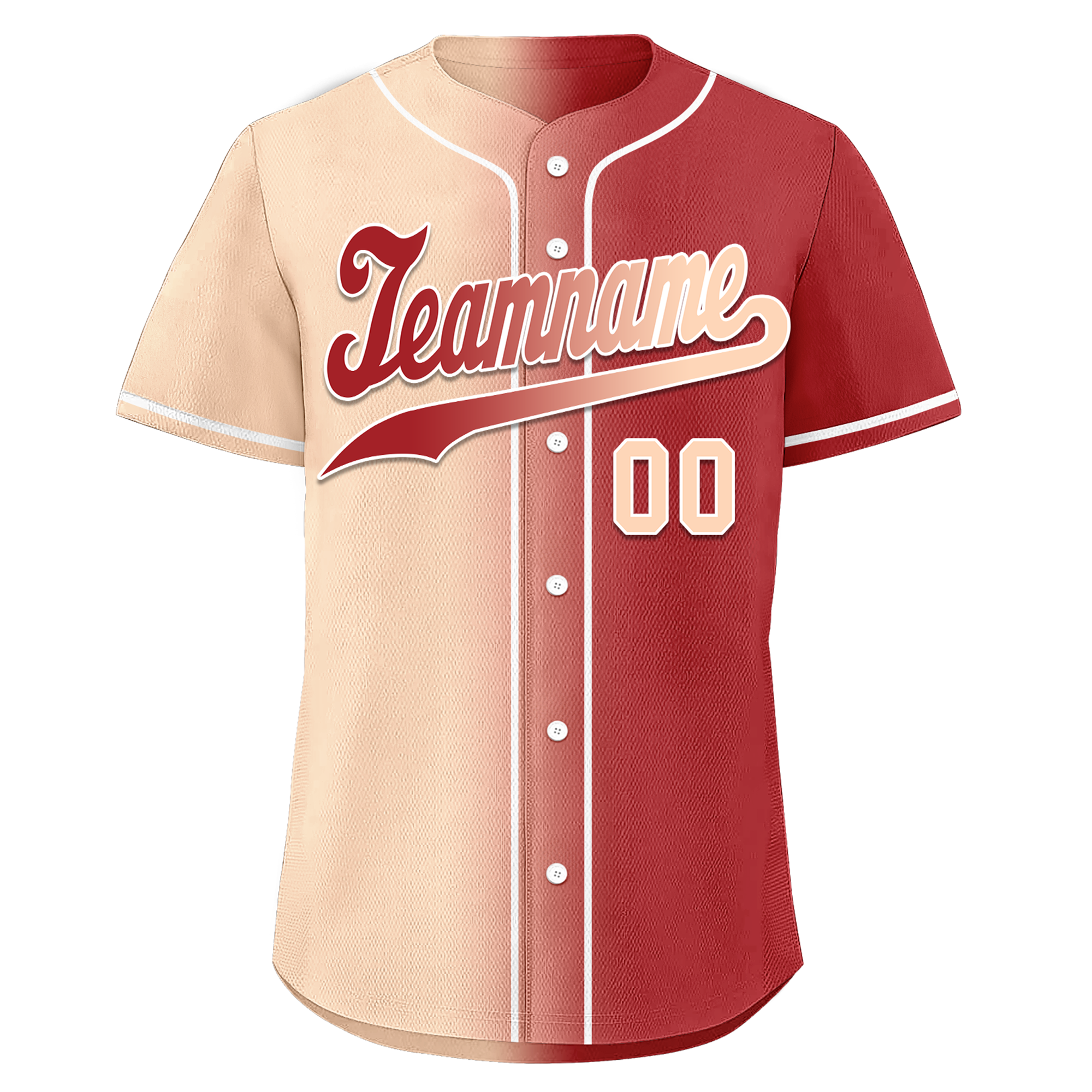 Custom Beige Red Gradient Fashion Personalized Authentic Baseball Jersey BSBJ01-D0a708f