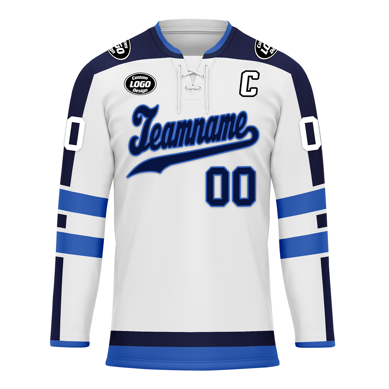 Custom White Blue Personalized Hockey Jersey HCKJ01-D0a70e0