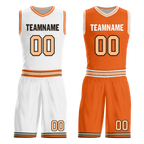 Custom White Orange Classic Style Reversible Basketball Uniform Personalized Ordinary BBJR-D017052