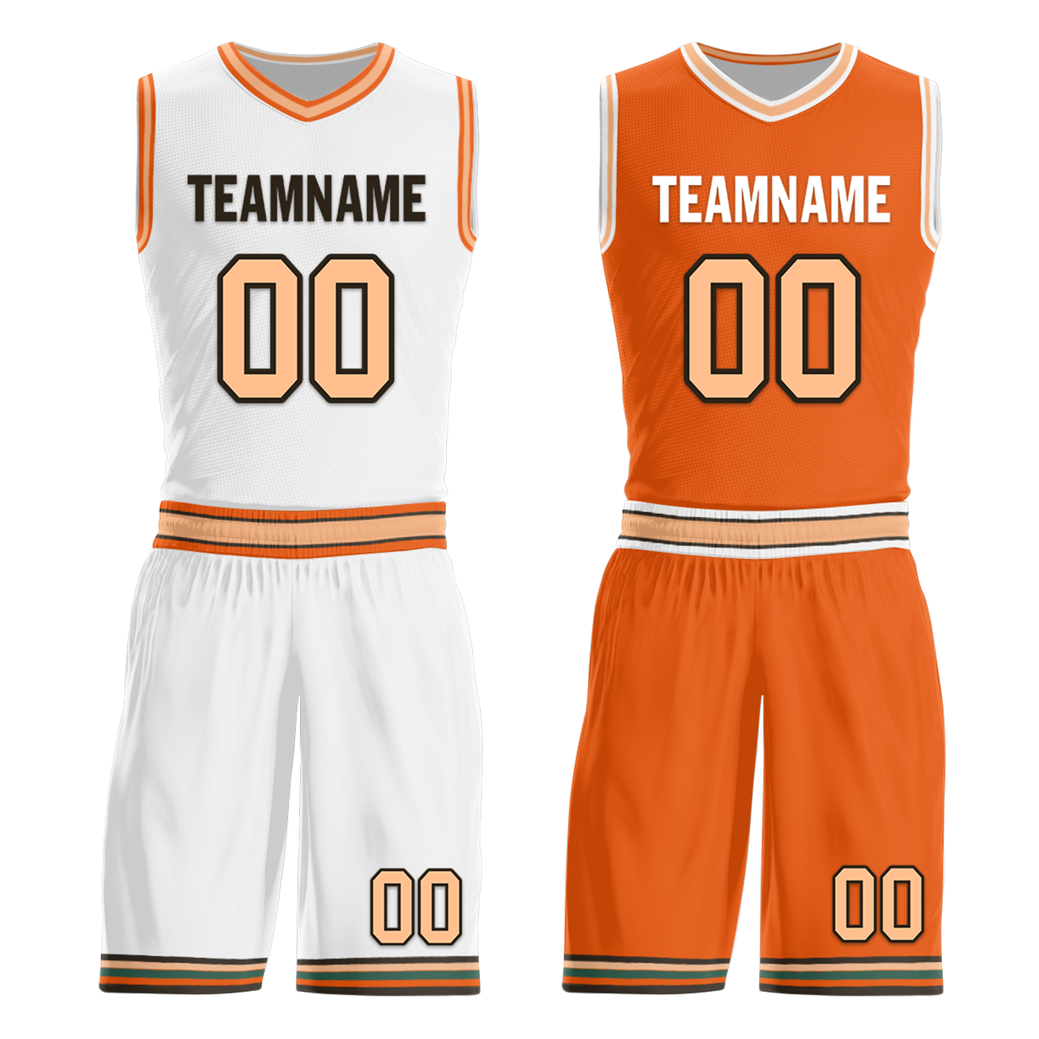 Custom White Orange Classic Style Reversible Basketball Uniform Personalized Ordinary BBJR-D017052