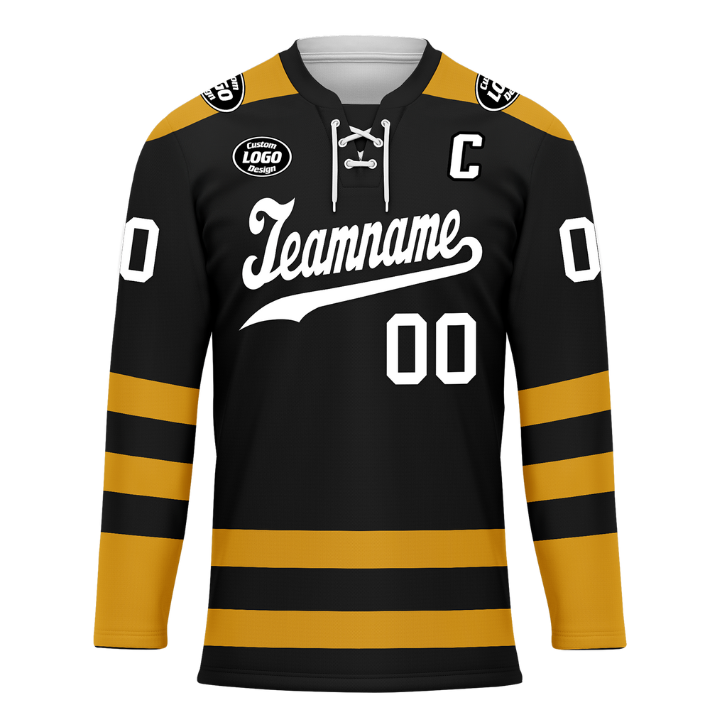 Custom Black Yellow Personalized Hockey Jersey HCKJ01-D0a70ee