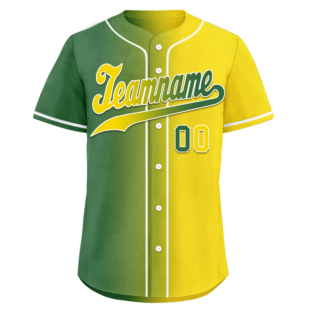 Custom Green Yellow Gradient Fashion Personalized Authentic Baseball Jersey BSBJ01-D0a707d