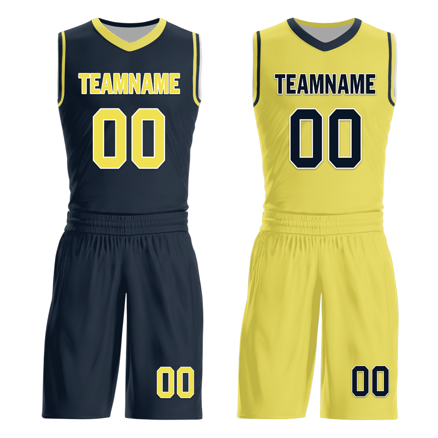 Custom Blue Yellow Classic Style Reversible Basketball Uniform Personalized Ordinary BBJR-D017059