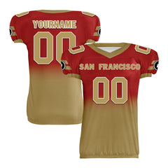 Custom Red Gold Fade Fashion San Francisco High-Performance American Football Jersey FBJ06-D020252-25