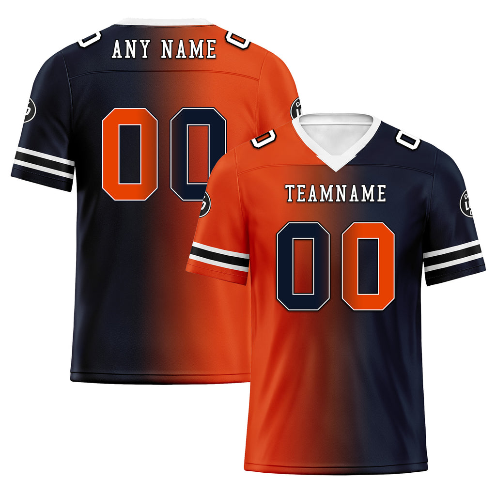 Custom Deep Blue Orange Illinois Personalized Authentic Football Jersey FBJ02-D028017-4