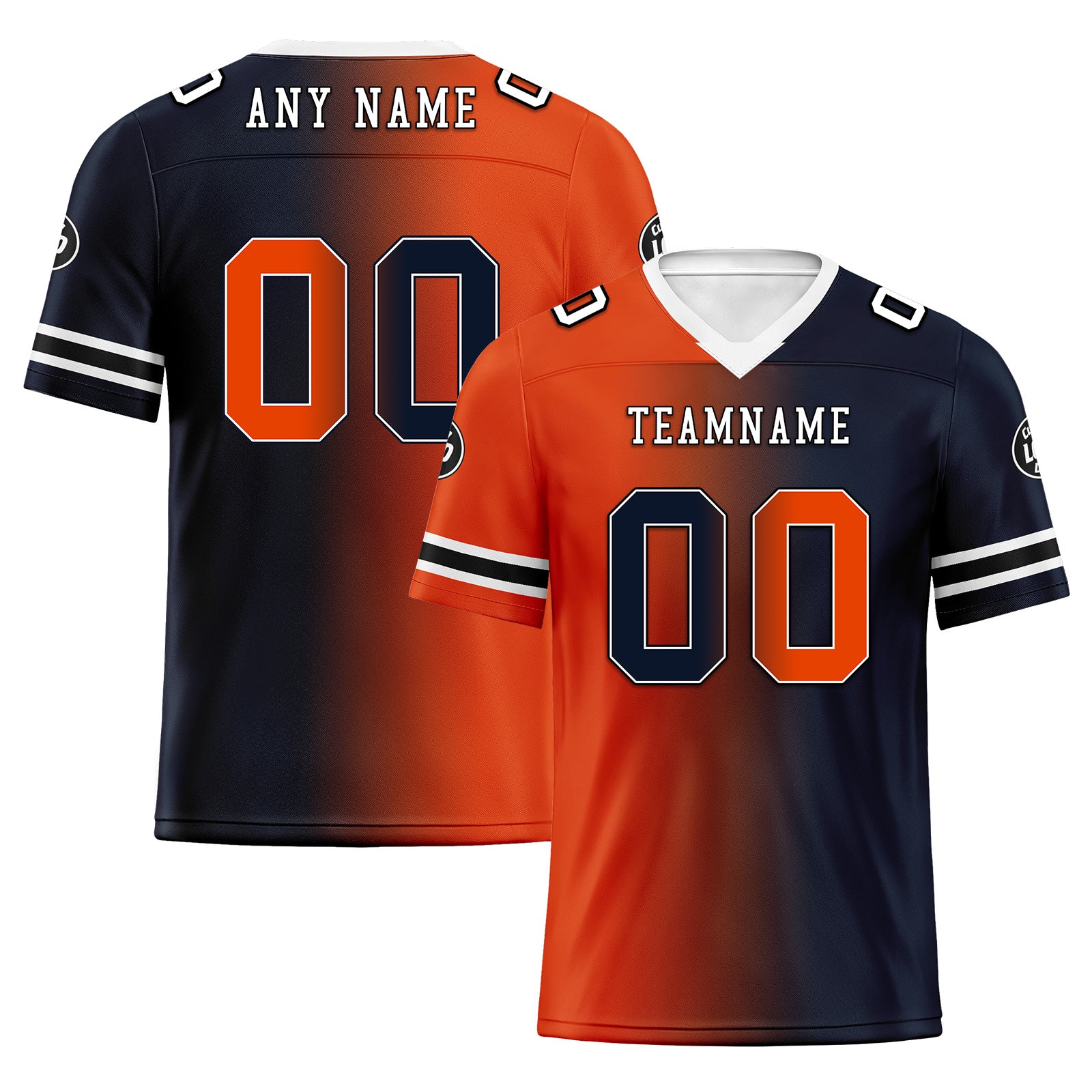 Custom Deep Blue Orange Illinois Personalized Authentic Football Jersey FBJ02-D028017-4