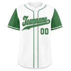 Custom White Green Raglan Sleeves Personalized Authentic Baseball Jersey BSBJ01-D020200-9