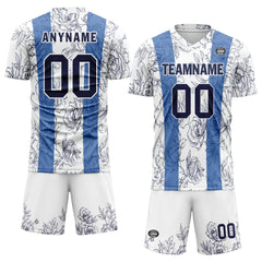 Custom White Blue Soccer Sets Jersey Personalized SCJ101-D28007