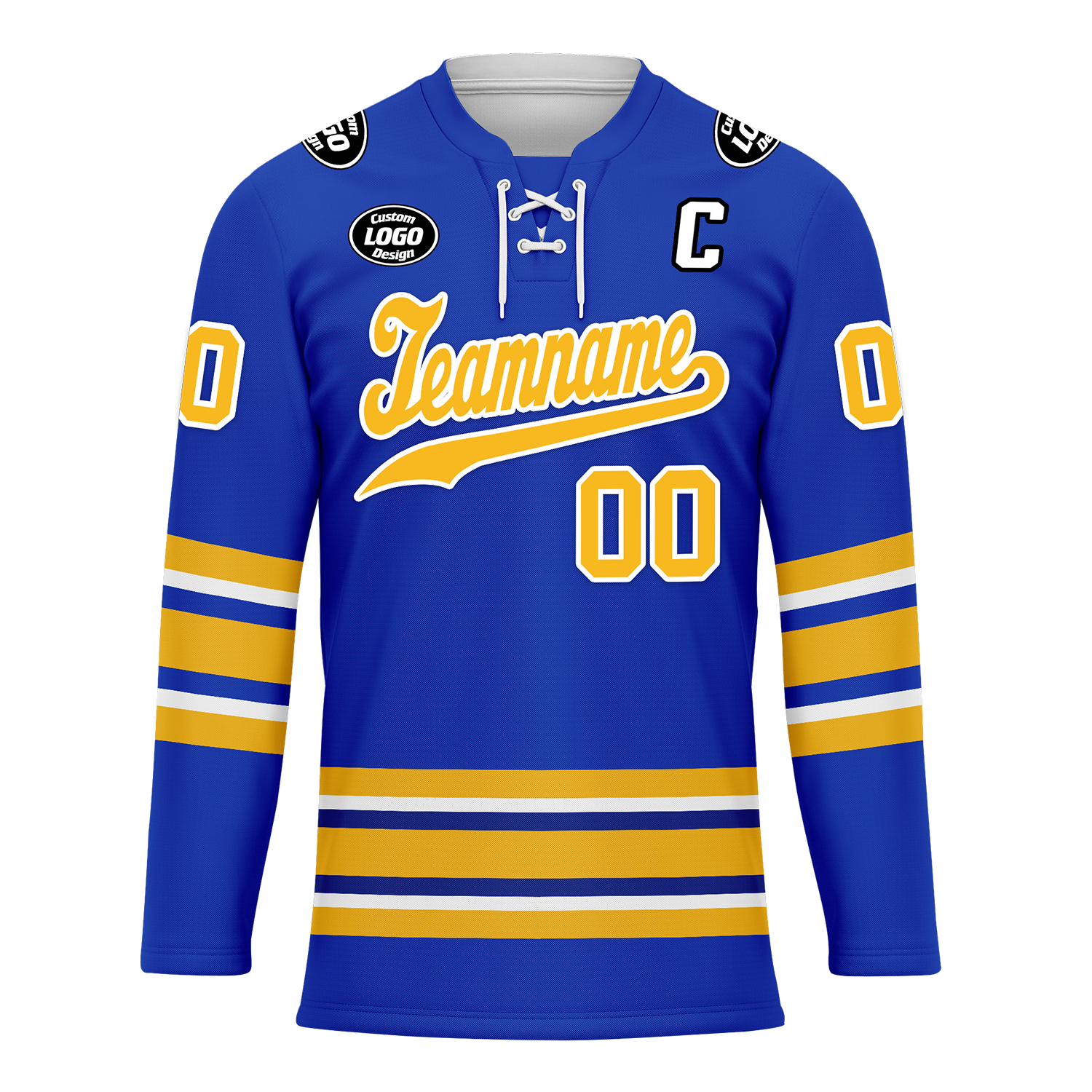 Custom Blue Yellow Personalized Hockey Jersey HCKJ01-D0a70aa