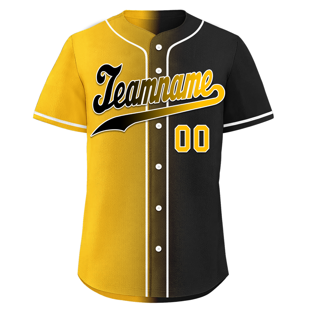 Custom Yellow Black Gradient Fashion Personalized Authentic Baseball Jersey BSBJ01-D0a7a00