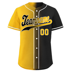 Custom Yellow Black Gradient Fashion Personalized Authentic Baseball Jersey BSBJ01-D0a7a00