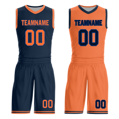 Custom Blue Orange Classic Style Reversible Basketball Uniform Personalized Ordinary BBJR-D017015