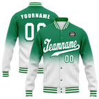 Custom Green White Fade Fashion Jacket Bomber Full-Snap Varsity Letterman Personalized Jacket FZ005-D020229-10