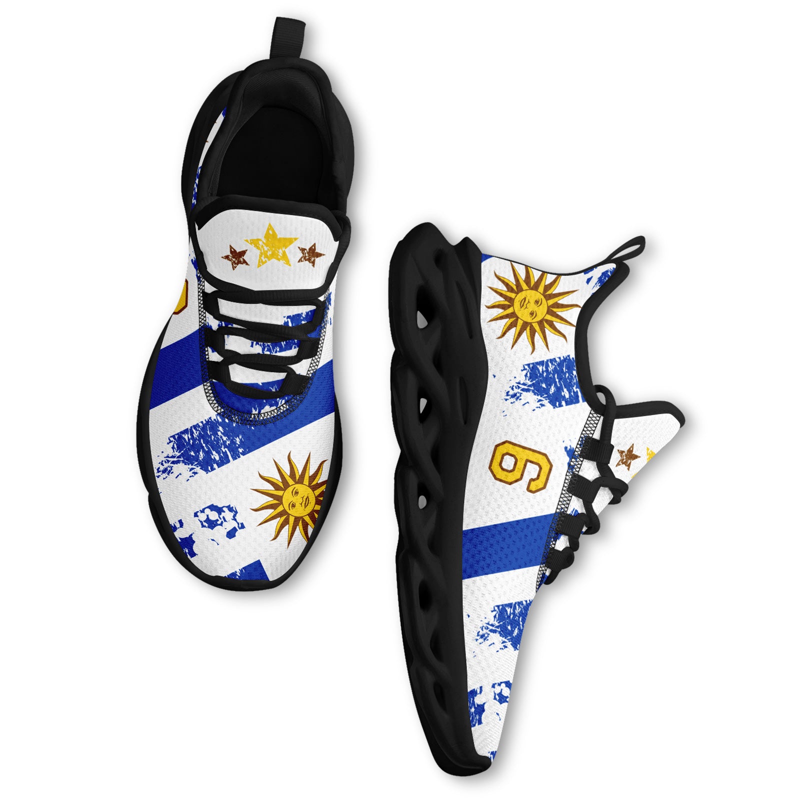 Custom Uruguay 2026 World Cup Sneakers DIY Country Flag Running Shoes Lightweight Sport Shoes Gift for Football Fans Personalized Team Name and Logo FN003-F009122-6