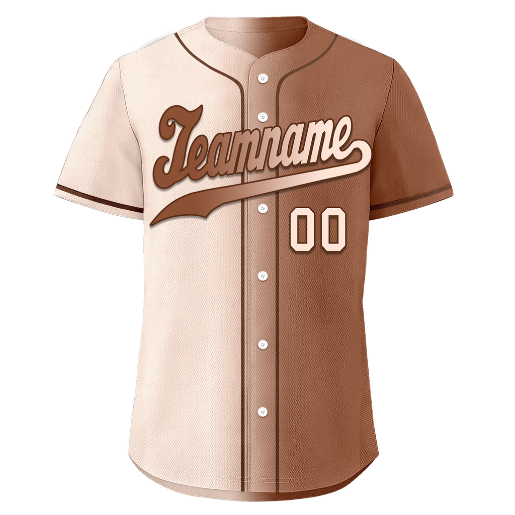Custom Beige Brown Gradient Fashion Personalized Authentic Baseball Jersey BSBJ01-D0a708e