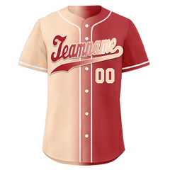 Custom Beige Red Gradient Fashion Personalized Authentic Baseball Jersey BSBJ01-D0a708f