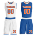 Custom White Blue Classic Style Reversible Basketball Uniform Personalized COOLMAX BBJR-D017016