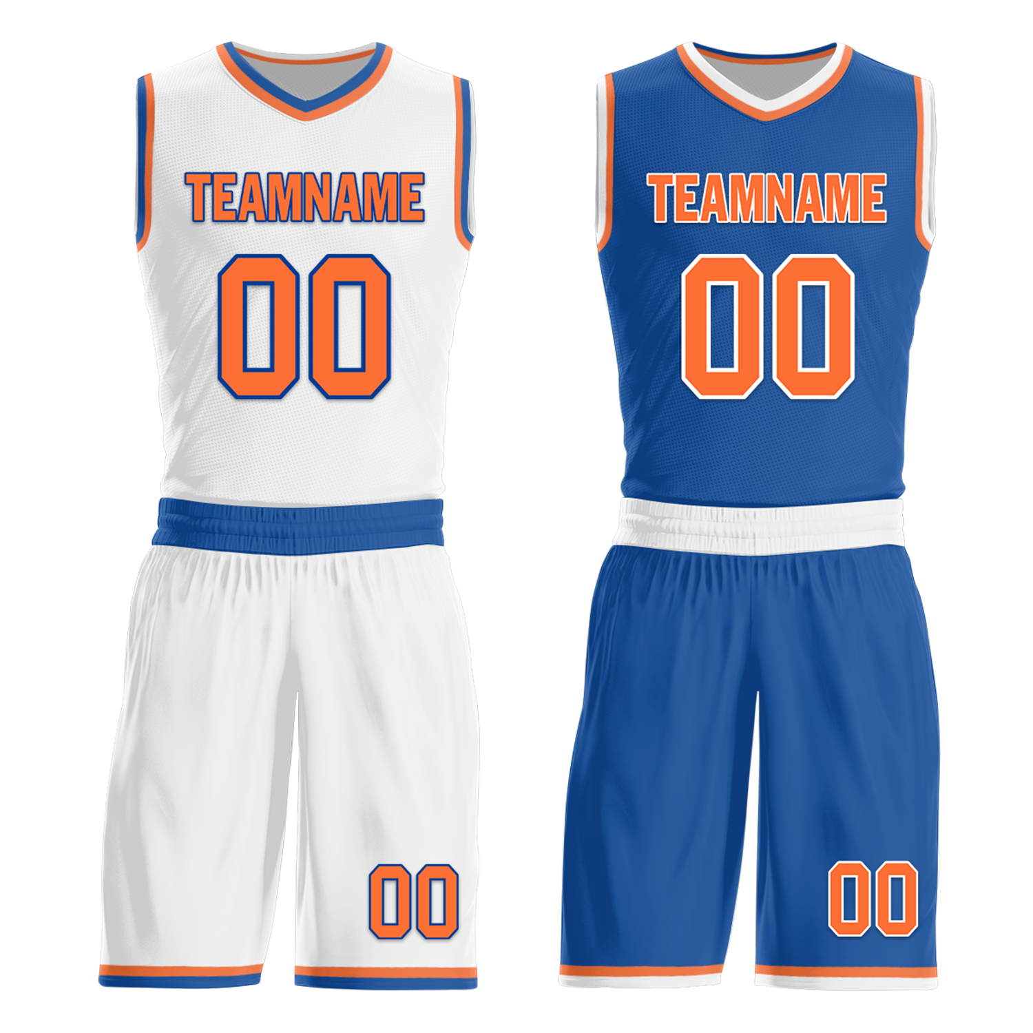 Custom White Blue Classic Style Reversible Basketball Uniform Personalized COOLMAX BBJR-D017016