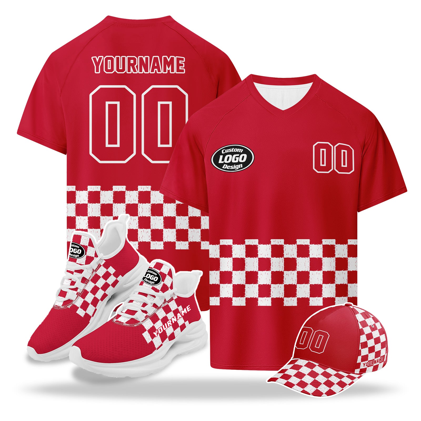 Custom 2026 World Cup Austria High Quality Soccer Stadium Version Jersey Sneakers Sports Shoes and Hat Combo Offer Personalized Team Name and Logo ZH-F027104-8