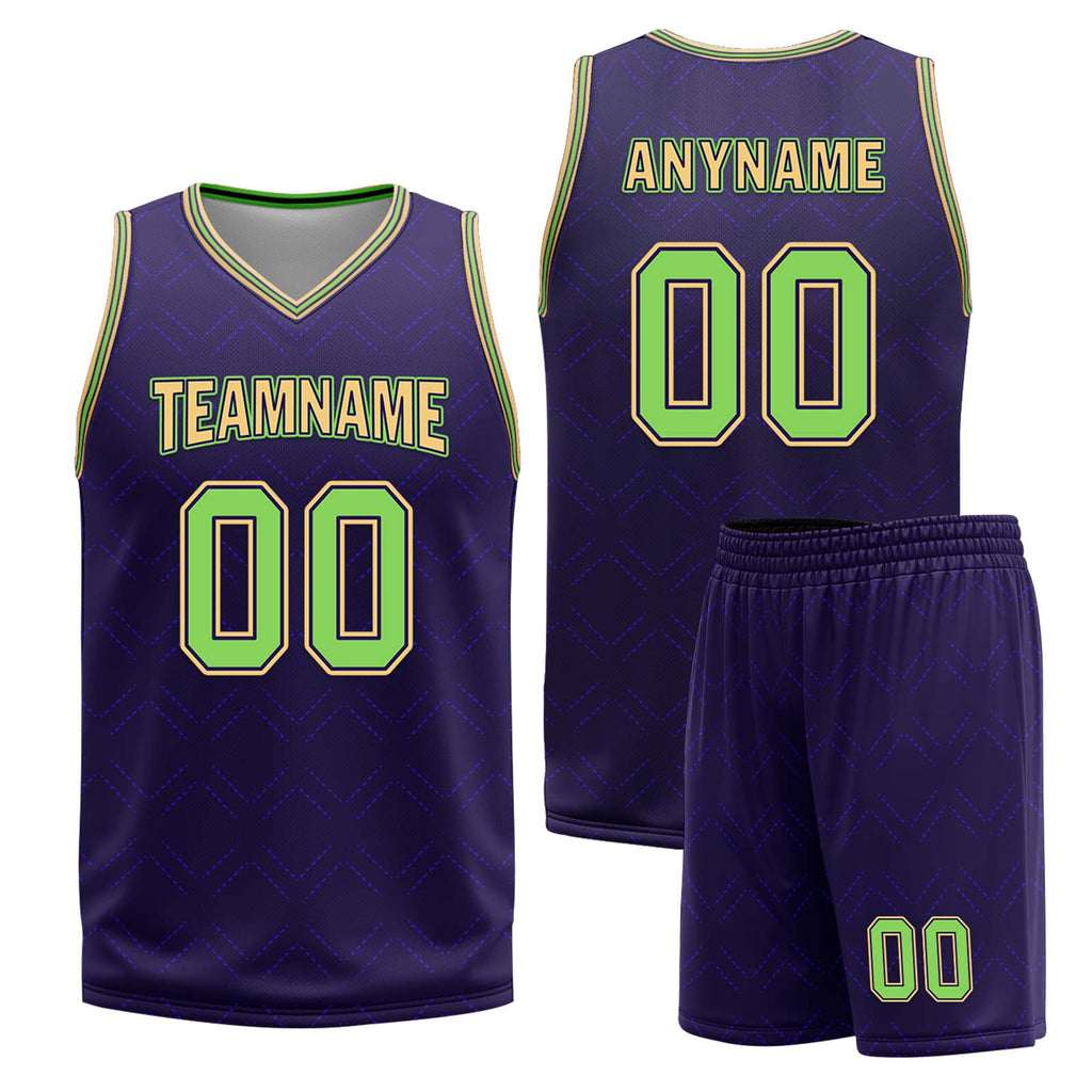 Custom Purple Green Gold New Orleans City Edition Personalized Reversible Basketball Set Sports Basketball Jersey BBJ01R-D0610-19
