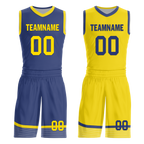 Custom Blue Yellow Classic Style Reversible Basketball Uniform Personalized Ordinary BBJR-D017003
