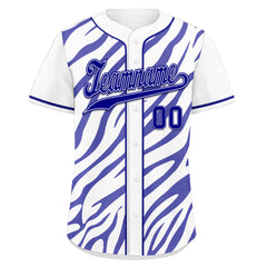 Custom White Navy Blue Zebra Pattern Personalized Authentic Baseball Jersey BSBJ01-D020201-3