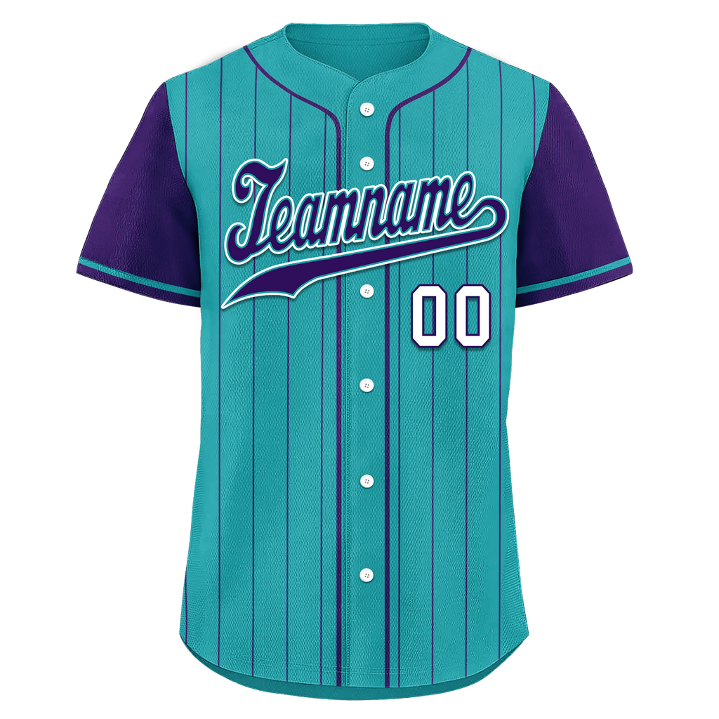 Custom Cyan Purple Stripe Fashion Personalized Authentic Baseball Jersey BSBJ01-D017247