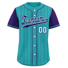 Custom Cyan Purple Stripe Fashion Personalized Authentic Baseball Jersey BSBJ01-D017247