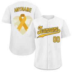 Custom White World Cancer Day Personalized Authentic Baseball Jersey BSBJ01-E06020-3