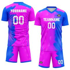 Custom Pink Blue Soccer Sets Jersey Personalized SCJ101-D020210-7