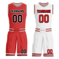 Custom Red White Classic Style Reversible Basketball Uniform Personalized COOLMAX BBJR-D017005
