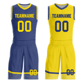 Custom Blue Yellow Classic Style Reversible Basketball Uniform Personalized COOLMAX BBJR-D017003