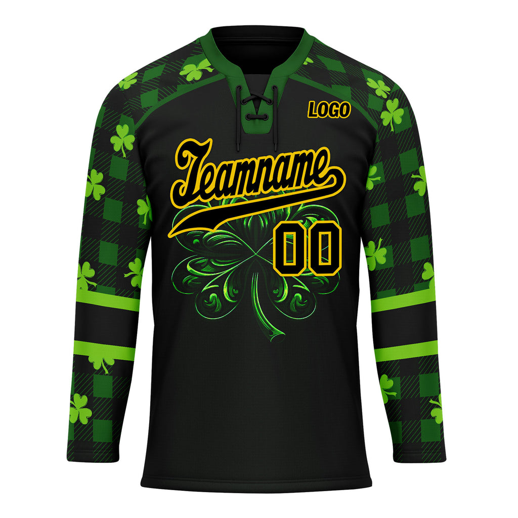 Custom Four-leaf clover Personalized Hockey Jersey HCKJ01-E0615-8