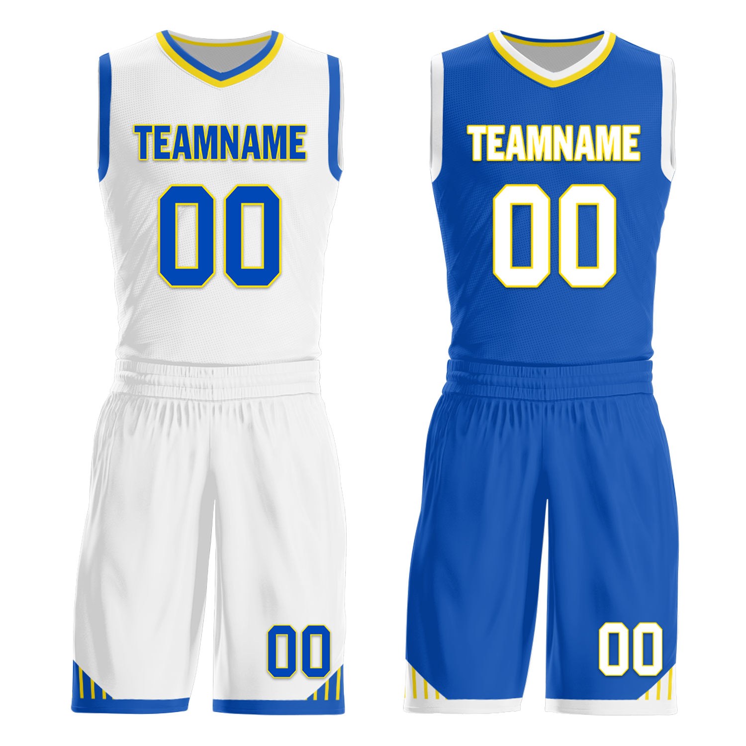 Custom White Blue Classic Style Reversible Basketball Uniform Personalized Ordinary BBJR-D017004