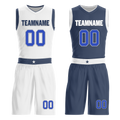 Custom White Blue Classic Style Reversible Basketball Uniform Personalized Ordinary BBJR-D017054