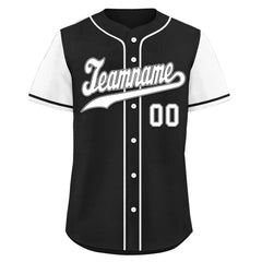 Custom Black White Raglan Sleeves Personalized Authentic Baseball Jersey BSBJ01-D020200-20