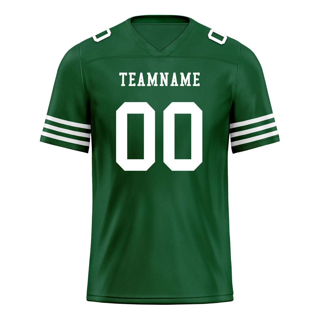 Custom Green White Striped Sleeves Personalized Authentic Football Jersey FBJ02-D06036
