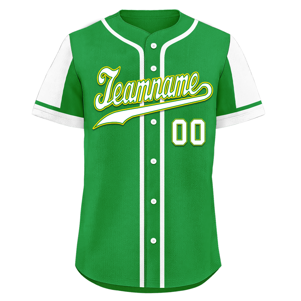 Custom Green White Raglan Sleeves Personalized Authentic Baseball Jersey BSBJ01-D017192