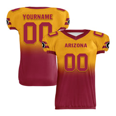 Custom Yellow Red Fade Fashion Arizona High-Performance American Football Jersey FBJ06-D020252-1