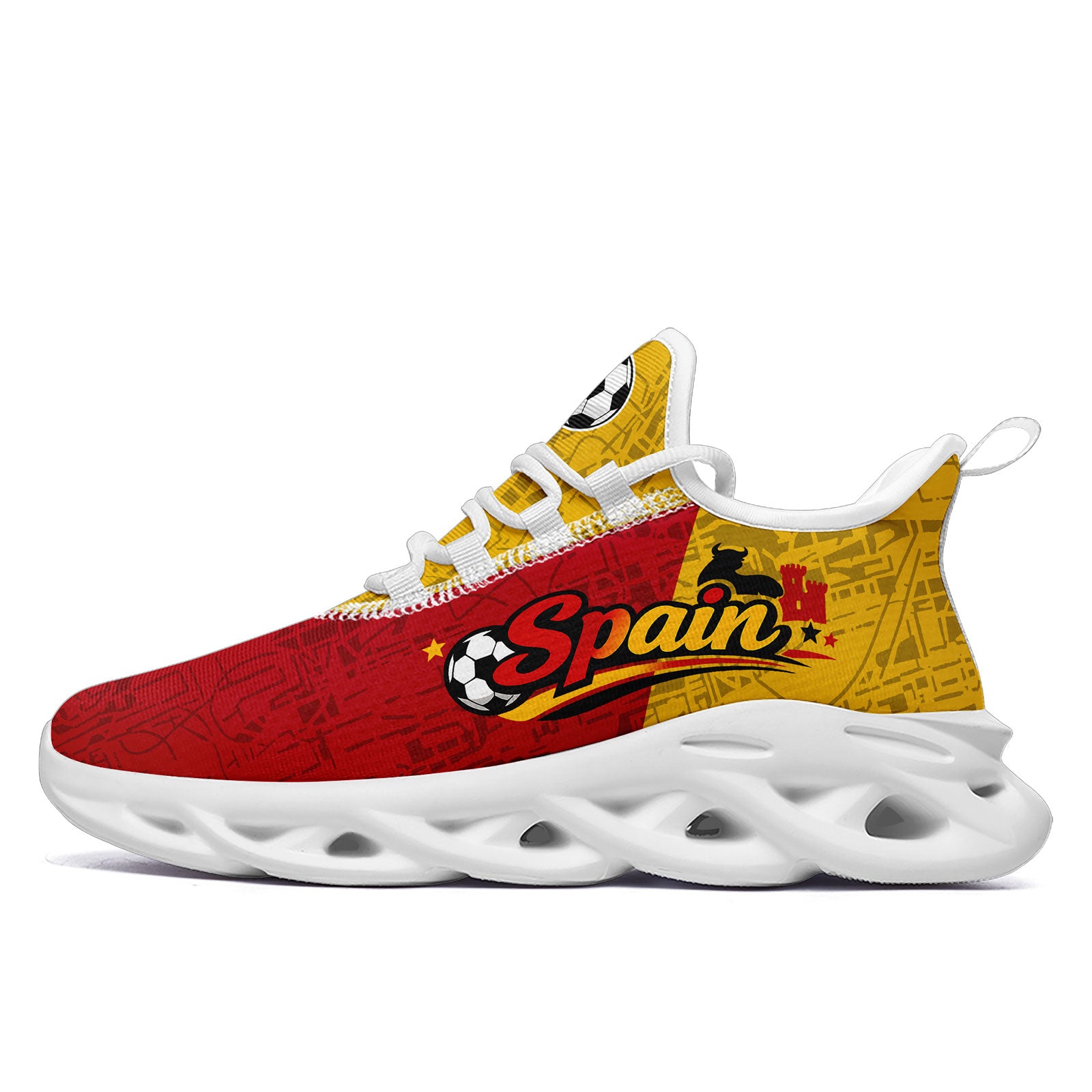 Custom 2026 World Cup Spain Sneakers DIY Country Flag Running Shoes Lightweight Sport Shoes Gift for Football Fans Personalized Team Name and Logo FN003-F027068-2